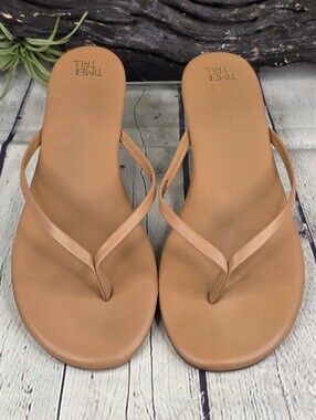 Time and Tru Barely There Thong Sandals Tan Nude Flat Flip Flops